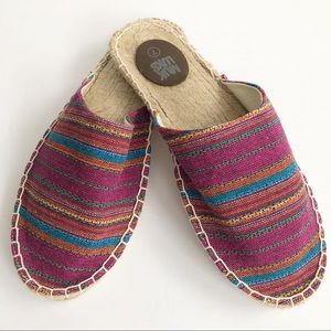 Muk Luks Espadrille Multi Color Stripes Slip On